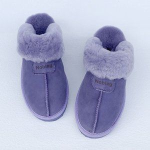 Noblag Purple Sheepskin Women's Slippers Fur